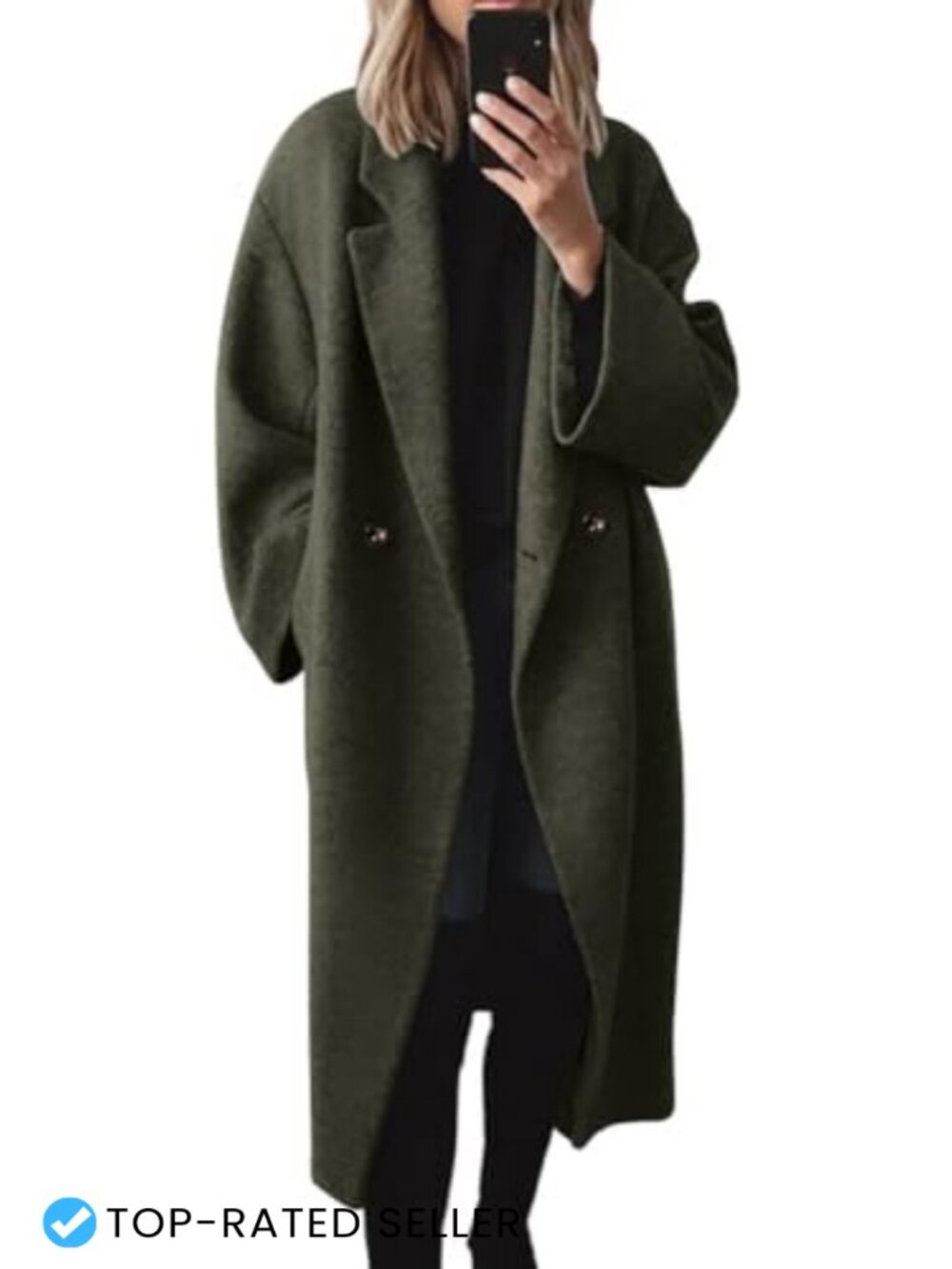 Women's Wool Blend Double Breasted Notch Lapel Long Trench Coat